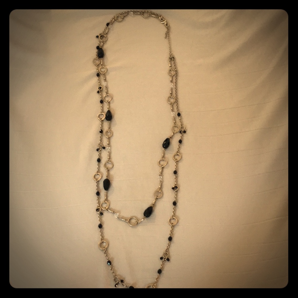 Lia Sophia long gold and black necklace